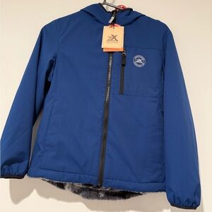 ZeroXposur Boys Reversible Sz  L (10/12) Blue Zip Up Hooded Jacket Outdoor